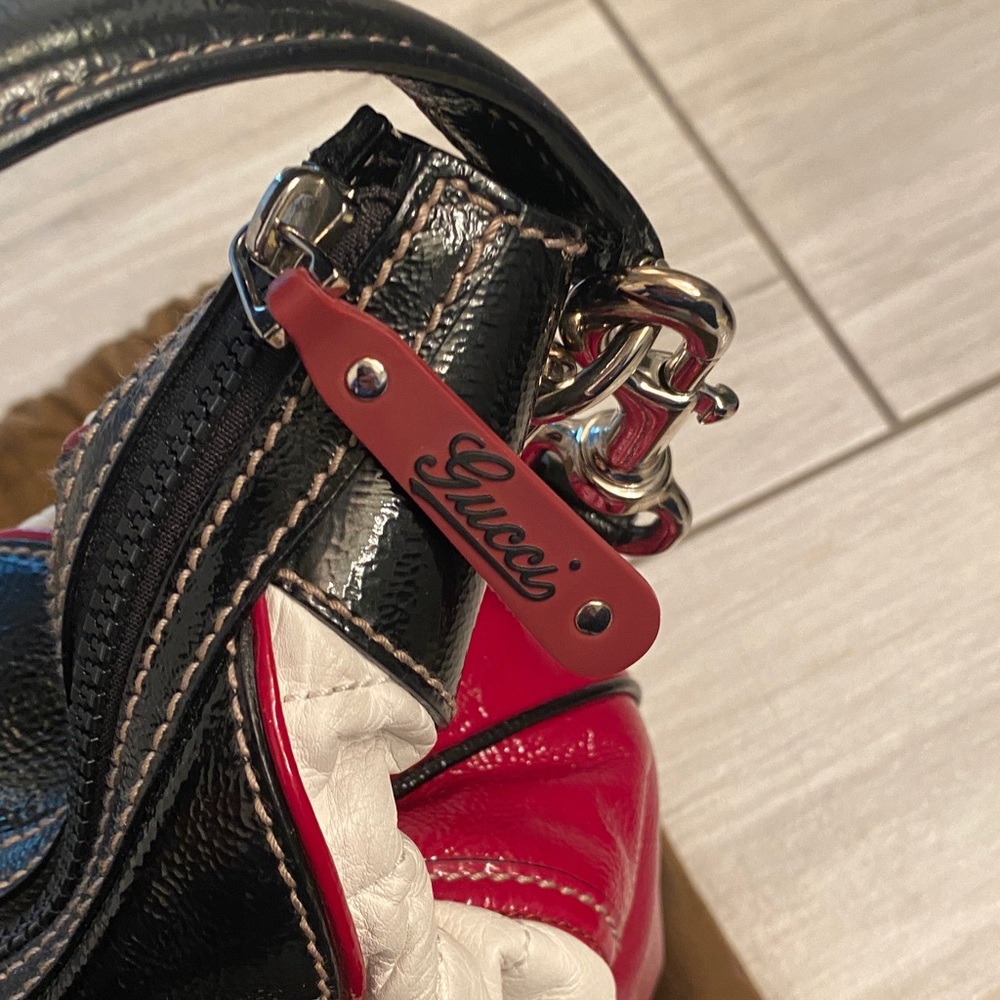 Vintage Gucci leather SNOW GLAM HOBO bag silver hardware  Red, White, and Black - Picture 4 of 15